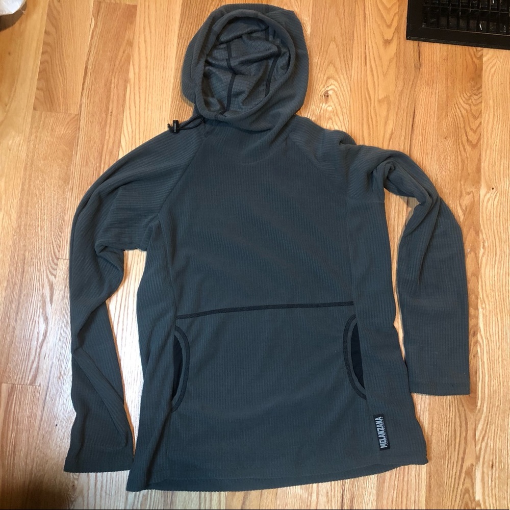 New small grey Melanzana micro grid hoody “Melly” NWOT never worn